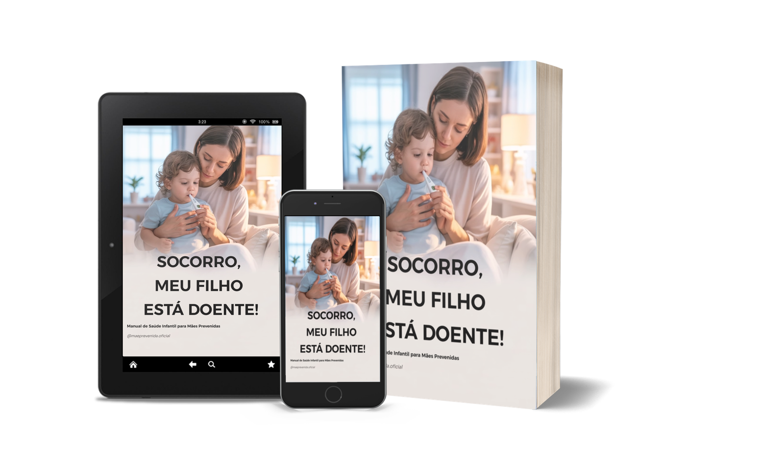 Mockup Premium do E-book Socorro, meu filho está doente